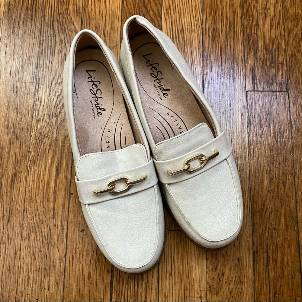 Creamy white loafers